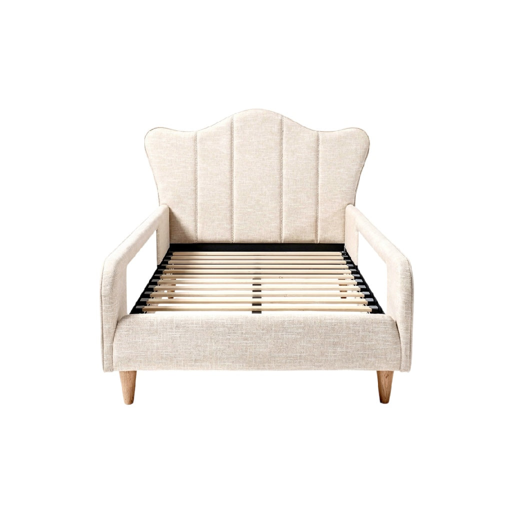 **Technische titel in het Nederlands: Modulaire bank met houten lattenbodem en stofbekleding**
